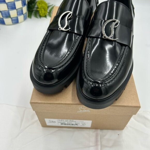 Women’s Christian Louboutin CL moc  lug, leather loafers - Picture 11 of 12